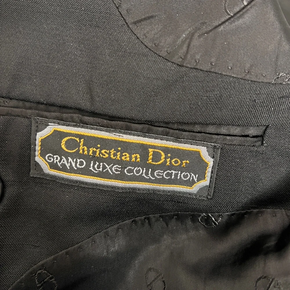 Vintage Christian Dior 100% Silk Blazer Men's‎ 2-Button Black ACTWU USA 80s 90s